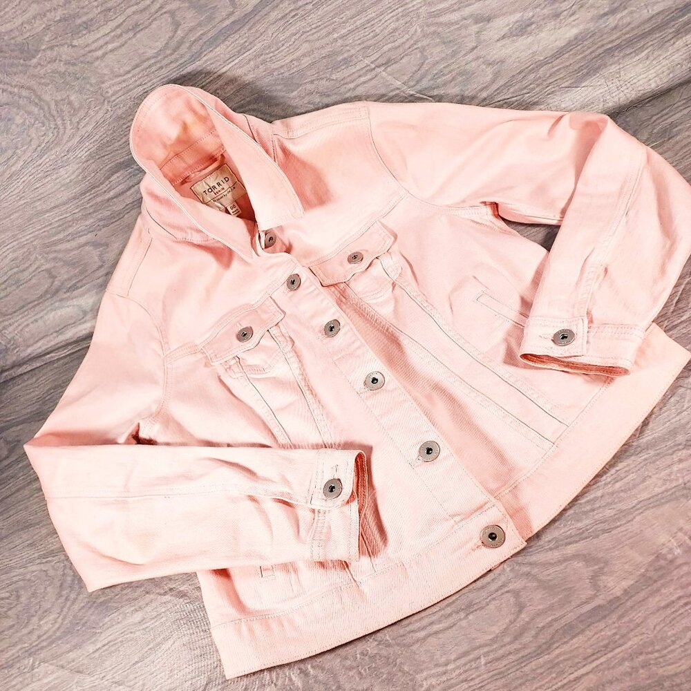 Women's Torrid Denim Cotton Blend Pastel Pink Stretchy Jean Jacket Plus Size  00